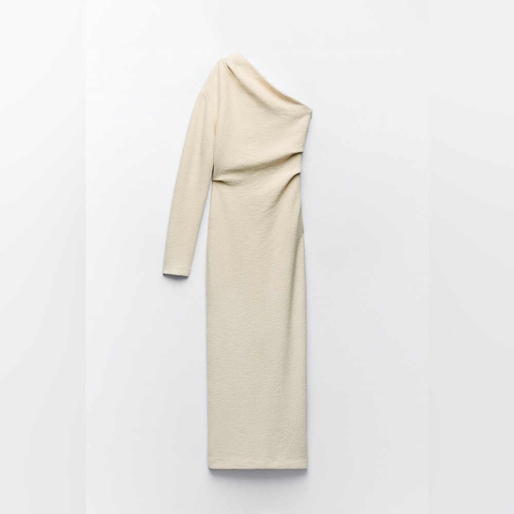 ZARA TEXTURED ASYMMETRIC DRESS - Picture 14 of 16